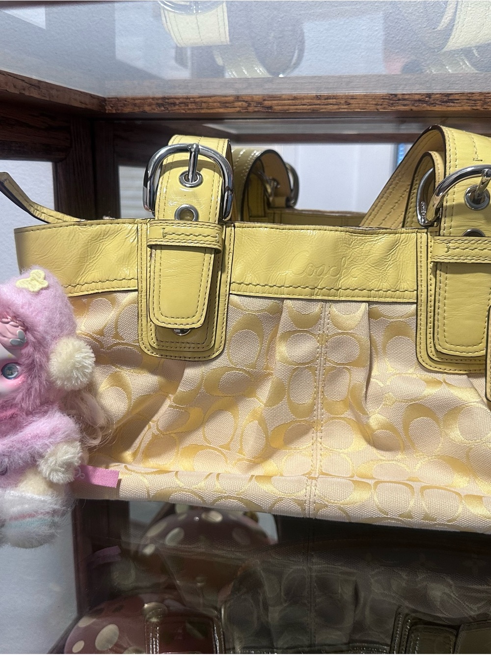 Coach Yellow Signature Jacquard Tote Bag